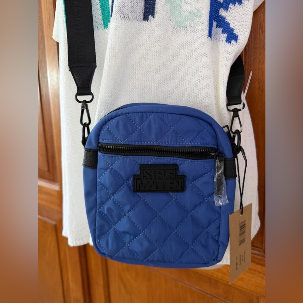 Steve Madden Quilted Blue Bdrake crossbody nylon Bag NEW